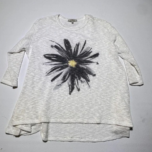 Jess and Jane Crew Neck 3/4 Sleeve Slub‎ Knit Daisy Sweater Tunic Top Small - Picture 2 of 5